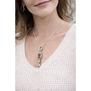 Barbara Bixby Signed Sterling Silver w/18k Gold Accent Pendant Necklace 18"